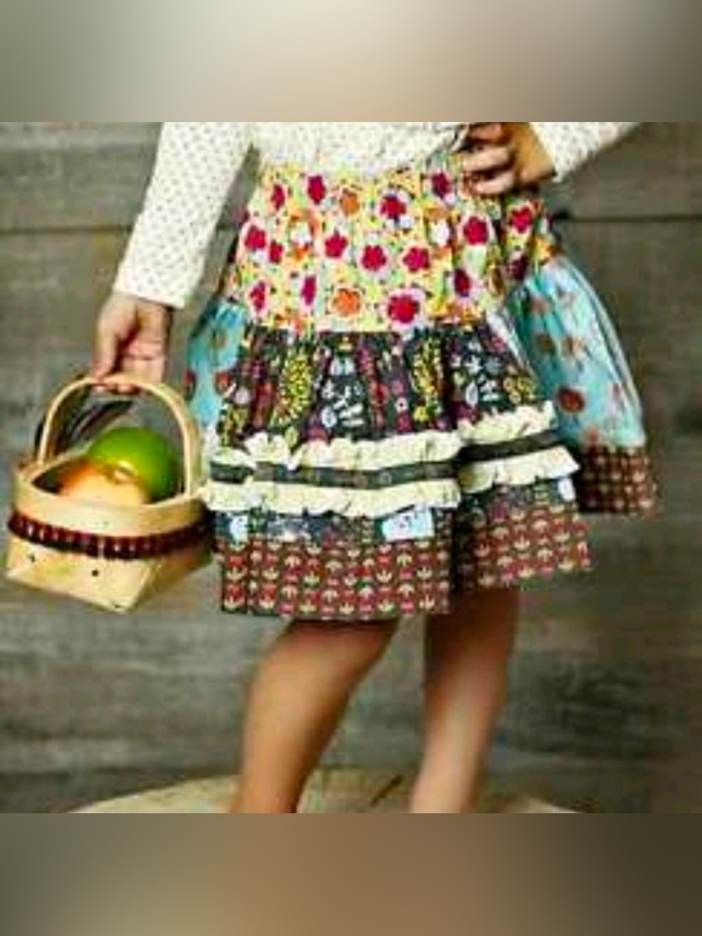 Matilda Jane Character Counts Tiered Ruffle Cotton Blend Floral Skirt Size 6